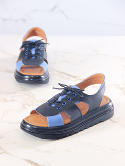 Босоножки 2029.2525bl.Черный синий+черный