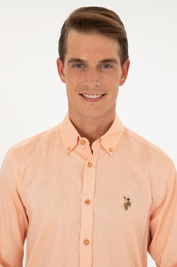 U. S. Polo Assn / Мужская оранжевая базовая рубашка с длинным рукавом - U.s. polo assn фото 2