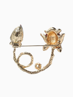 Брошь «Цветок» роза бутон, цвет красный в золоте