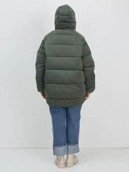 Куртка зимняя женская с капюшоном модная цвета хаки 7651Kh - Visdeer фото 14