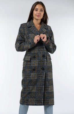 Пальто женское демисезонное Микроворса/Клетка