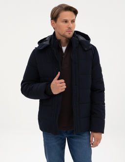 Lacivert Kap__onlu Mont