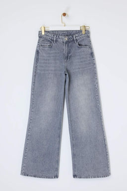 Premium Gri Ozel Kumas Normal Bel 100% Pamuk Wide Leg Genis Paca Jeans TWOSS26JE00156 - Trendyolmilla фото 5