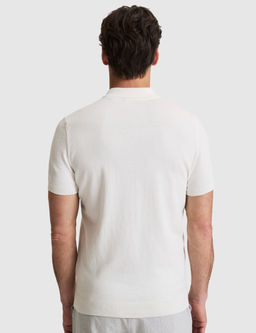 Ekru Slim Fit %100 Pamuk D__meli Polo Yaka Triko Ti__rt