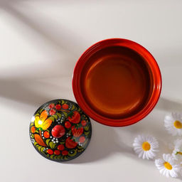 Конфетница с крышкой на ножке Секрет, дерево, хохлома - Simaland фото 6