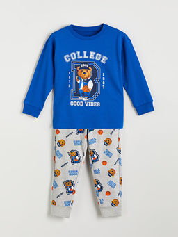 Bisiklet Yaka Ay? Teddy Bask?l? Erkek ?ocuk Pijama Tak?m?