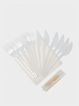 Набор пластиковой одноразовой посуды на 6 персон Не ЗАБЫЛИ! «Шашлычный №3», белый