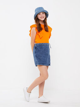 Beli Lastikli K?z ?ocuk Jean ?ort Etek