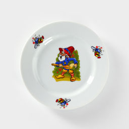 Тарелка детская Добрушский завод «Лесовичок», d=20 см, фарфор, белая, рисунок МИКС