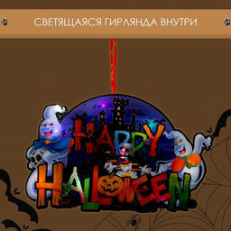 Декоративное светящиеся украшение - подвеска «Счастливого Хэллоуина», 25×20.5 см
