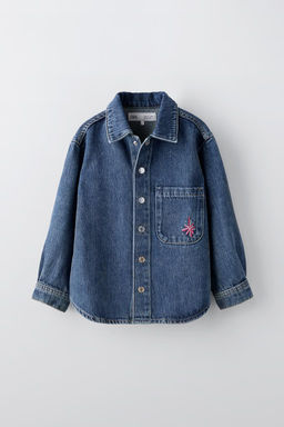 DENIM OVERSHIRT WITH EMBROIDERY