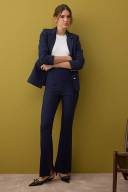 Lacivert Flare Kal?p Nervurlu Pantolon TWOAW26PL00043