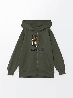 Kap??onlu Erkek ?ocuk Fermuarl? Sweatshirt
