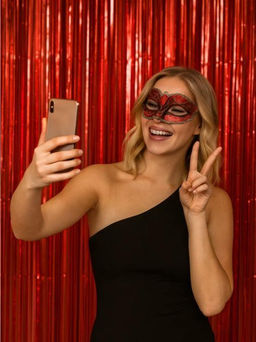 Праздничный занавес, дождик для фотозоны "Gleaming rain", red (100*200 см)