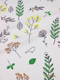 Поплин Гербарий с птичками, ш.2.2м, хлопок-100%, 110гр/м.кв