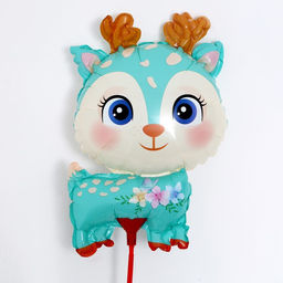 Цена за 5 шт. Воздушный шар фольгированный 15" «Оленёнок», фигура, с палочкой