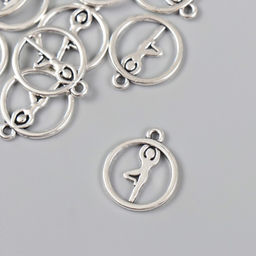 Цена за 20 шт. Металлический элемент, декоративная подвеска Арт Узор. Гимнастика, серебро, 1.91.6 см  фото 2