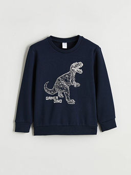 Dinozor Bask?l? Erkek ?ocuk Sweatshirt