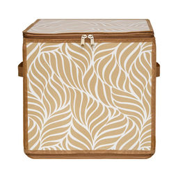Короб складной на молнии "Листья", Д300 Ш300 В300, бежевый