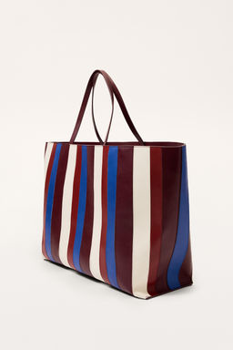 LEATHER STRIPED MAXI SHOPPER BAG - LIMITED EDITION