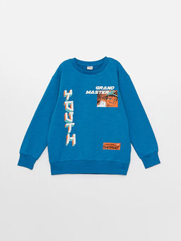 Bisiklet Yaka Bask?l? Uzun Kollu Erkek ?ocuk Sweatshirt ve Roller - Waikiki фото 2