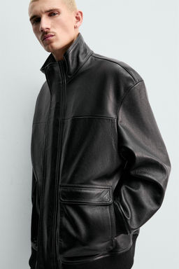 RELAXED FIT LEATHER JACKET ORIGINS - Zara фото 5