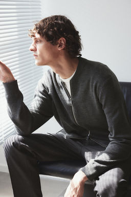 Cardigan bomber en punto fino Slim Fit - H&m фото 4