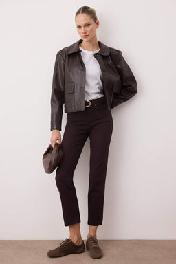 Koyu Mavi Yuksek Bel Comfort Esnek YENI Mom Jeans TWOAW26JE00026 - Trendyolmilla фото 7