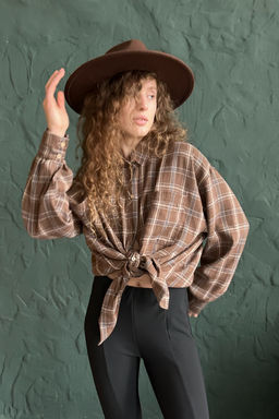 Рубашка женская HUG077/13/Коричневый, бежевый