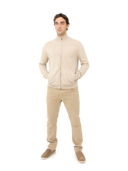 Кардиган из кашемира мужской KM020994-E серо-бежевый