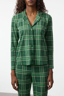 Trendyolmilla Bej %100 Pamuklu Ekoseli Orme Pijama Tak?m? THMAW20PT0266  фото 3