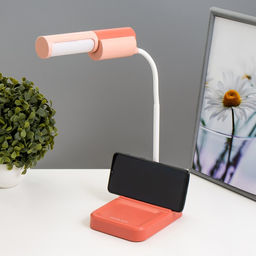 Настольная лампа «Лансер» LED 3.5 Вт USB АКБ красно-розовый 11×15×45 см RISALUX