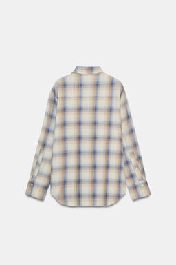 OVERSIZE CHECK SHIRT WITH POCKET - Zara фото 4