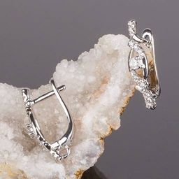 Швензы для сережек с Фианитами родированные