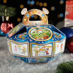 Цена за 5 шт. Подарочная коробка Летающая тарелка, 21,5 х 21,5 х 15,5см