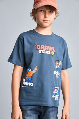 %100 Pamuk Brawl Stars Lisansl_ Regular Fit K_sa Kollu Ti__rt Erkek _ocuk
