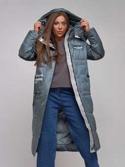 Пальто утепленное молодежное зимнее женское темно-зеленого цвета 5873TZ - Mtforce фото 18