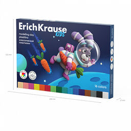 Цена за 1 шт. Пластилин классический ErichKrause Kids Space Animals 16 цветов со стеком, 288 г (в коробке 16 шт)