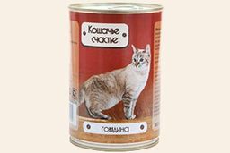 Кошачье Счастье ж/б 410 г. Говядина в желе 1/20 4607048072530