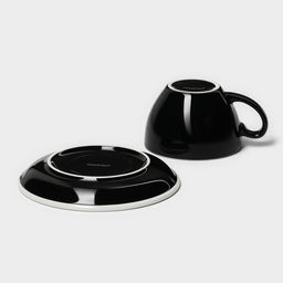 Кофейная пара фарфоровая Magistro Coffee time, 2 предмета: чашка 200 мл, блюдце d=14,5 см, цвет чёрный  фото 6