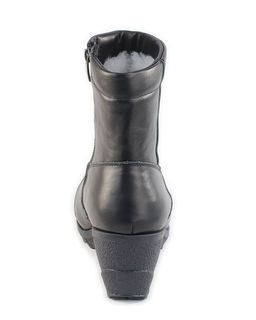 Полусапожки женские на платформе черные, кожа, молния