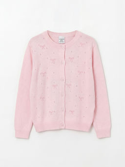 Bisiklet Yaka Fiyonk Nak??l? K?z ?ocuk Triko H?rka