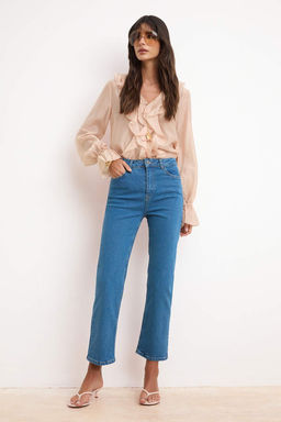 Mavi Yuksek Bel Orta Esnek Straight Duz Kesim Jeans TWOSS26JE00189