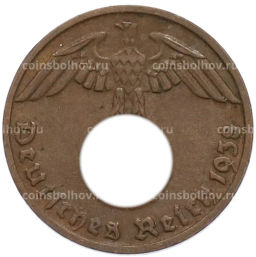 Монета 1 рейхспфенниг 1938 года D Германия