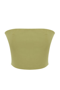 Haki Premium Crop Straplez Dokuma Bluz TWOSS24BZ00242 - Trendyolmilla фото 7