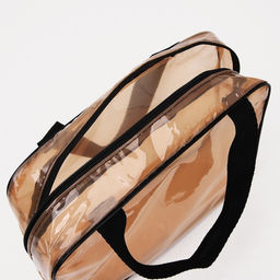 Косметичка-сумка на молнии для бассейна, с ручками, большая, прозрачная/коричневая - Simaland фото 3