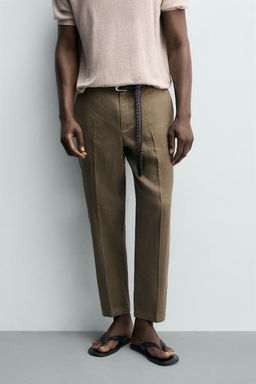 PANTAL?N RELAXED FIT 100% LINO / Marr?n / Topo - Zara фото 2
