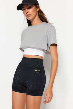 TRENDYOLMILLA Siyah Seamless/Dikissiz Y?kamal? Orme Spor Sort/K?sa Tayt THMSS23TY00034  фото 22