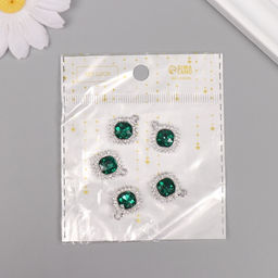 Цена за 5 шт. Декор для творчества металл, стразы «Медальон», серебро, 1.8×1.6×0.5 см