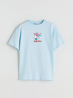 Bisiklet Yaka Hello Kitty Bask?l? K?z ?ocuk Ti??rt